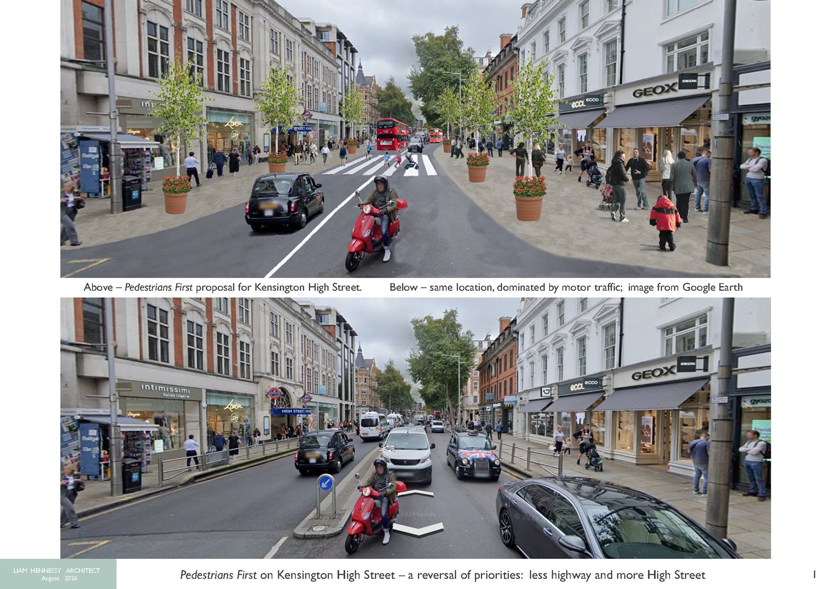 Kensington High Street as proposed v existing